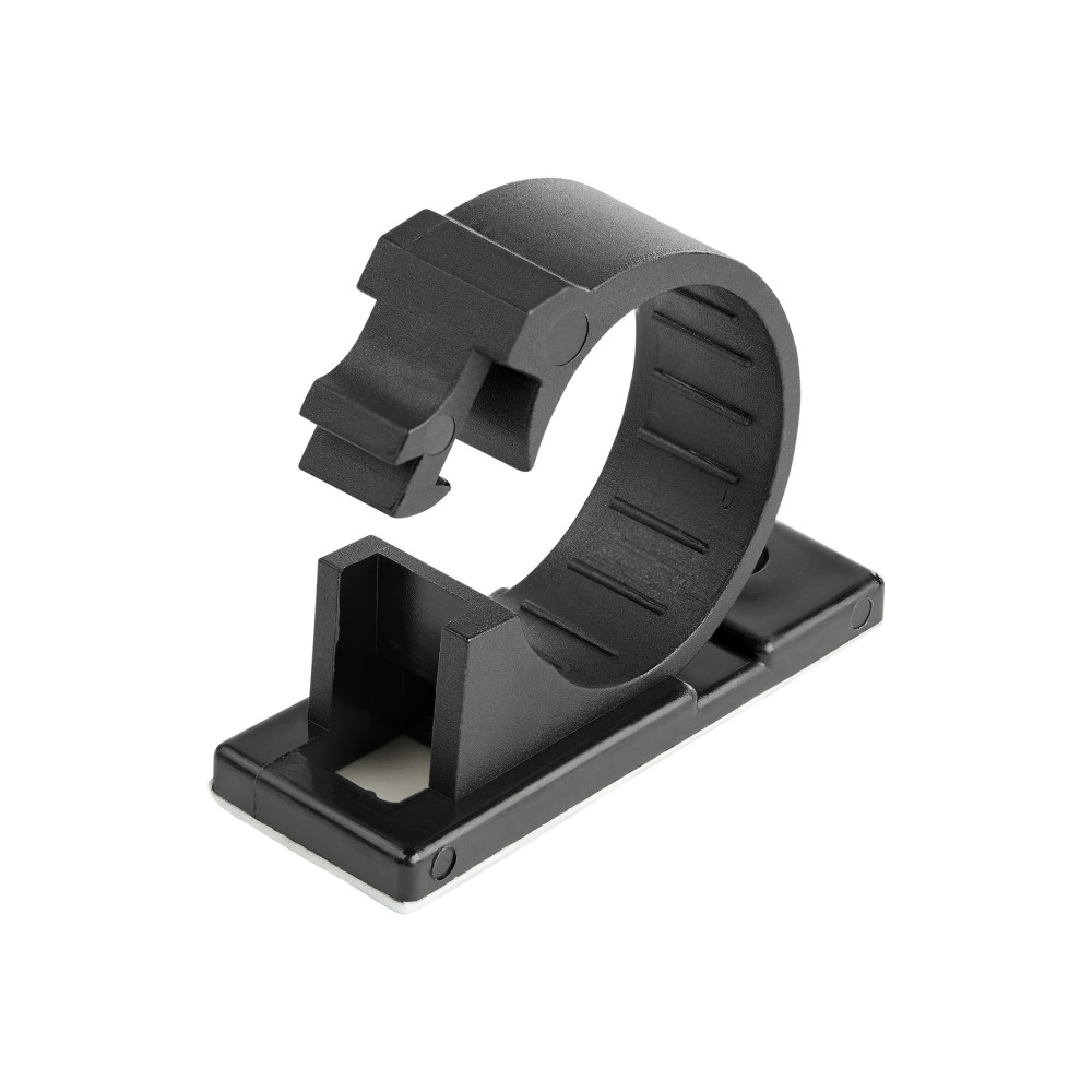 Produktbild för StarTech.com 100 självhäftande kabelhanteringsclips Svart - Nätverk/Ethernet/kontorsbord/datorsladdorganiserare - Självfästande kabel-/ledningshållare - Självhäftande nylonklämma brandklassad enligt UL/94V-2 - kabelklämmor - TAA-kompatibel