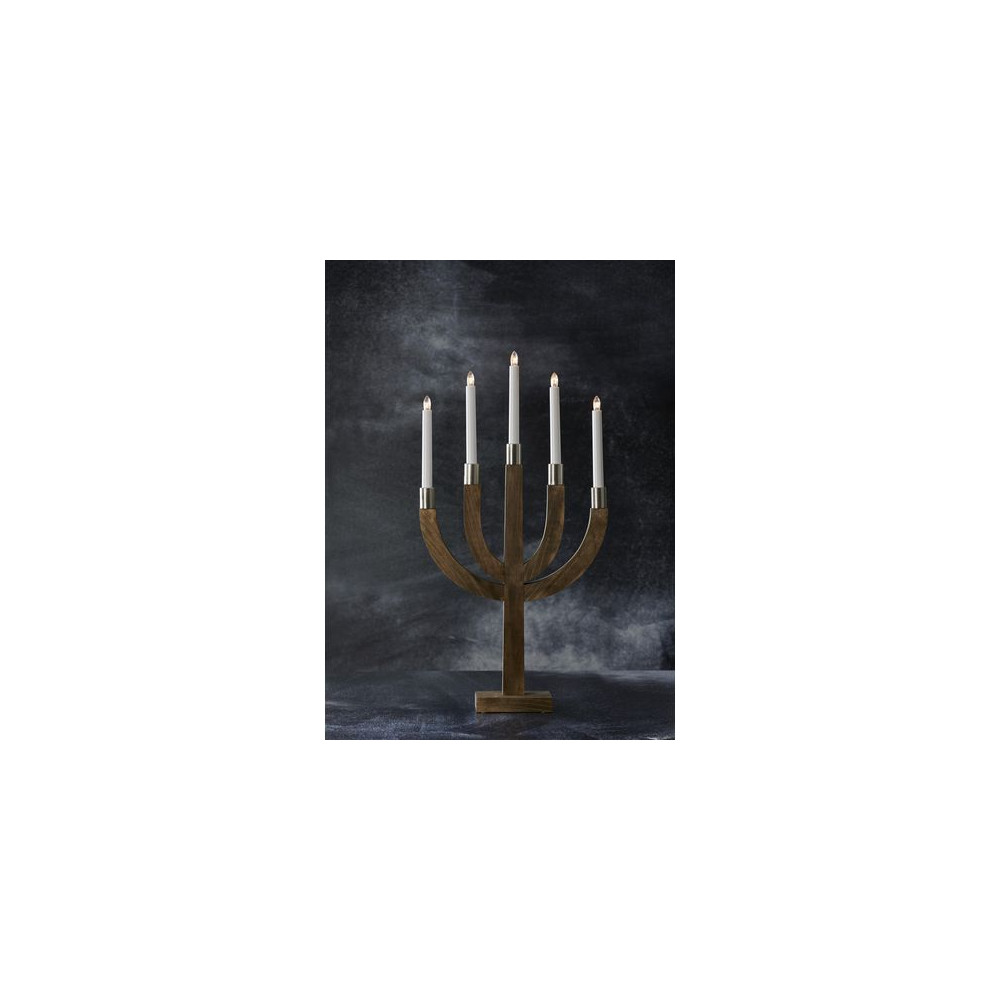 Produktbild för Elljusstake 5 ljus 35x67cm trä brun