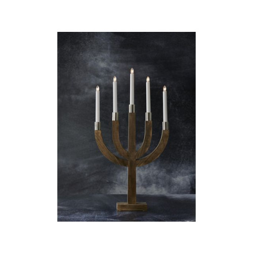 STAR TRADING Elljusstake 5 ljus 35x67cm trä brun