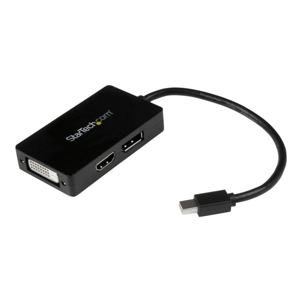 Produktbild för Startech A/V-reseadapter: 3-i-1 Mini DisplayPort till DisplayPort-, DVI- eller HDMI-konverterare - videokort - DisplayPort / HDMI / DVI - 15 cm