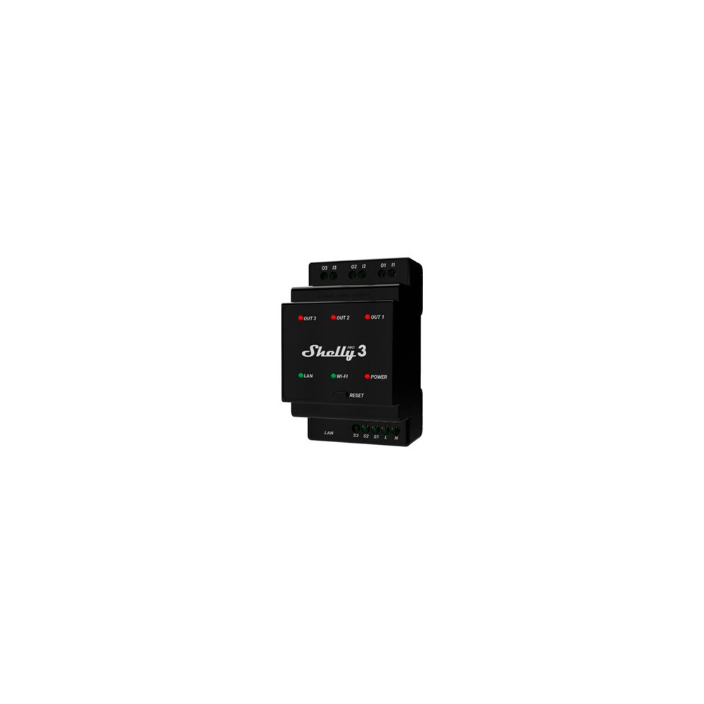 Produktbild för Shelly Pro 3, Sort, 802.11b, 802.11g, Wi-Fi 4 (802.11n), 2,4...