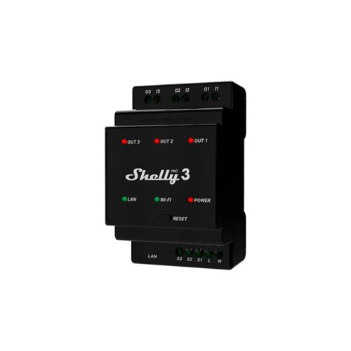 Shelly Shelly Pro 3, Sort, 802.11b, 802.11g, Wi-Fi 4 (802.11n), 2,4...