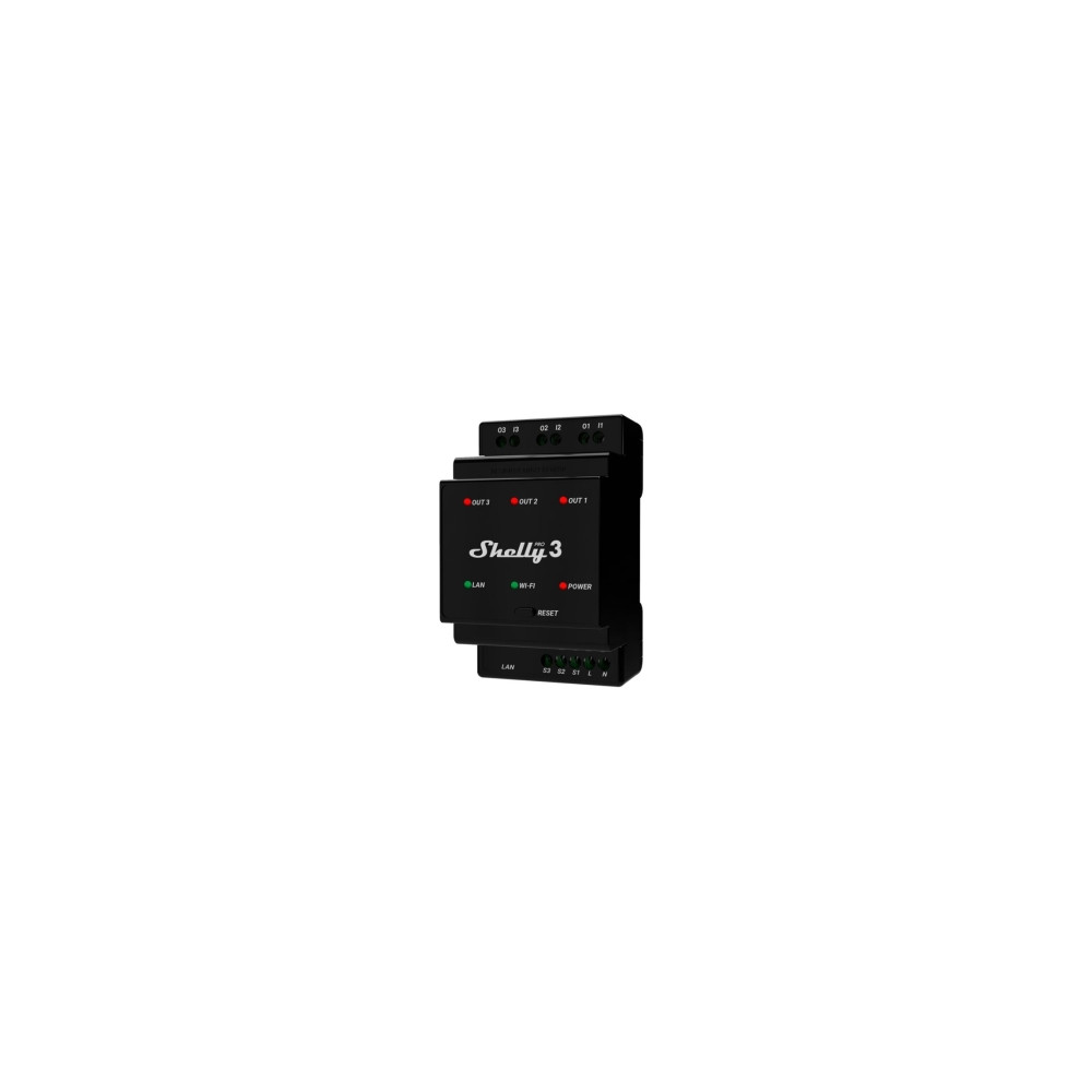 Produktbild för Shelly Pro 3, Sort, 802.11b, 802.11g, Wi-Fi 4 (802.11n), 2,4...