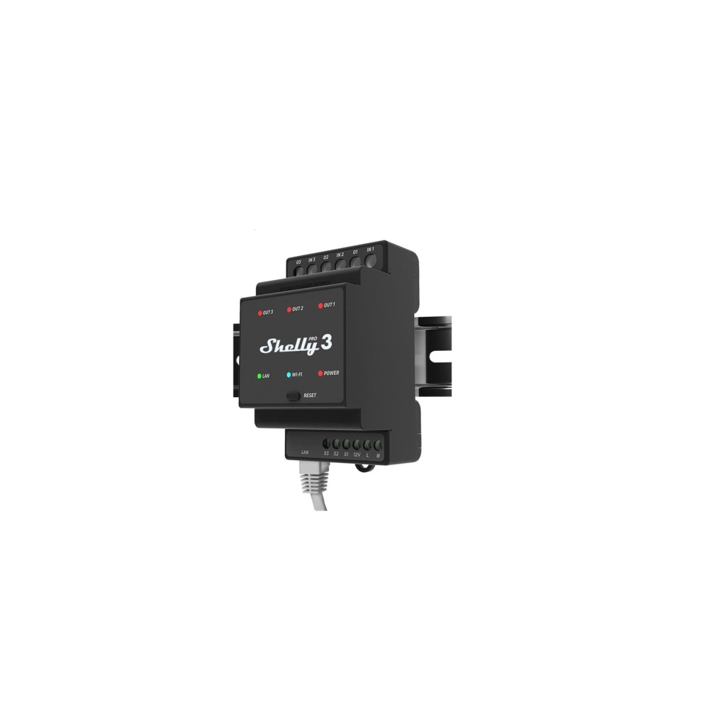 Produktbild för Shelly Pro 3, Sort, 802.11b, 802.11g, Wi-Fi 4 (802.11n), 2,4...