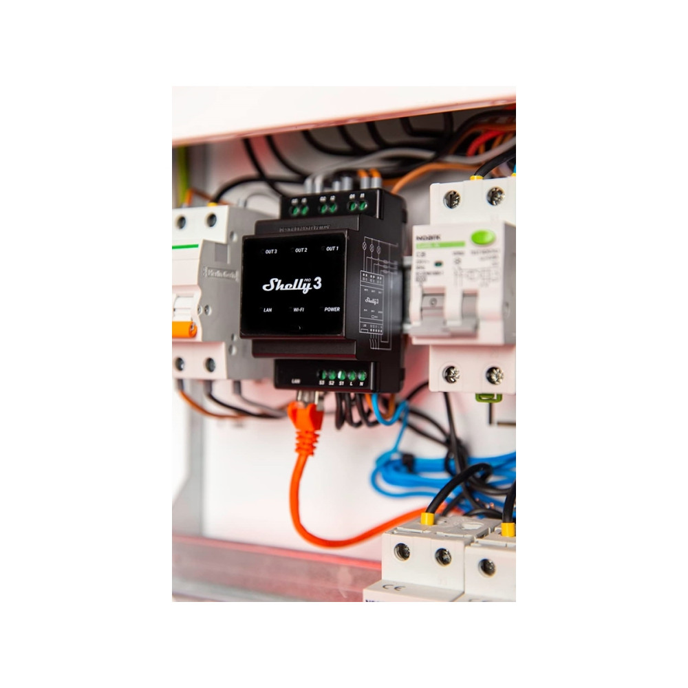 Produktbild för Shelly Pro 3, Sort, 802.11b, 802.11g, Wi-Fi 4 (802.11n), 2,4...