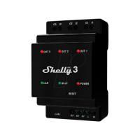 Produktbild för Shelly Pro 3, Sort, 802.11b, 802.11g, Wi-Fi 4 (802.11n), 2,4...