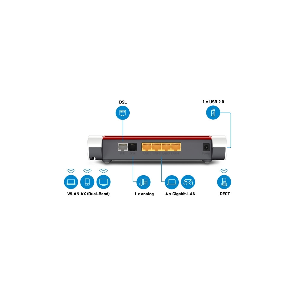 Produktbild för FRITZ!Box 7530 AX - trådlös router - DSL-modem - Wi-Fi 6 - skrivbordsmodell