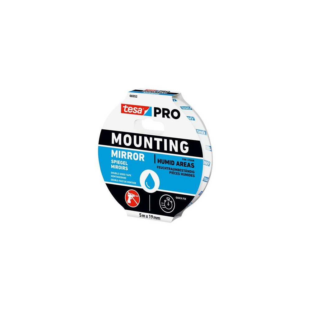 Produktbild för tesa monterings-tejp 5 m x 19 mm – PRO 66952, dubbelhäftande...