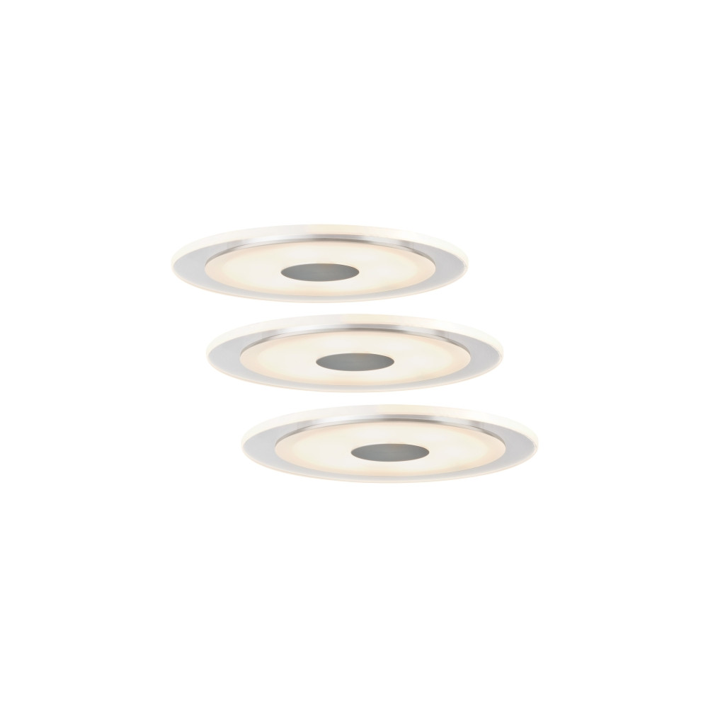 Produktbild för Paulmann Premium - takförsänkt lampa - LED - 6 W - varmt vitt ljus - 3000 K - aluminiumsatin (paket om 3)