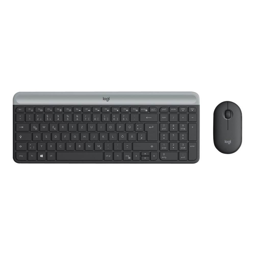 Produktbild för Logitech Slim Wireless Combo MK470 - sats med tangentbord och mus - QWERTZ - tysk - grafit Inmatningsenhet