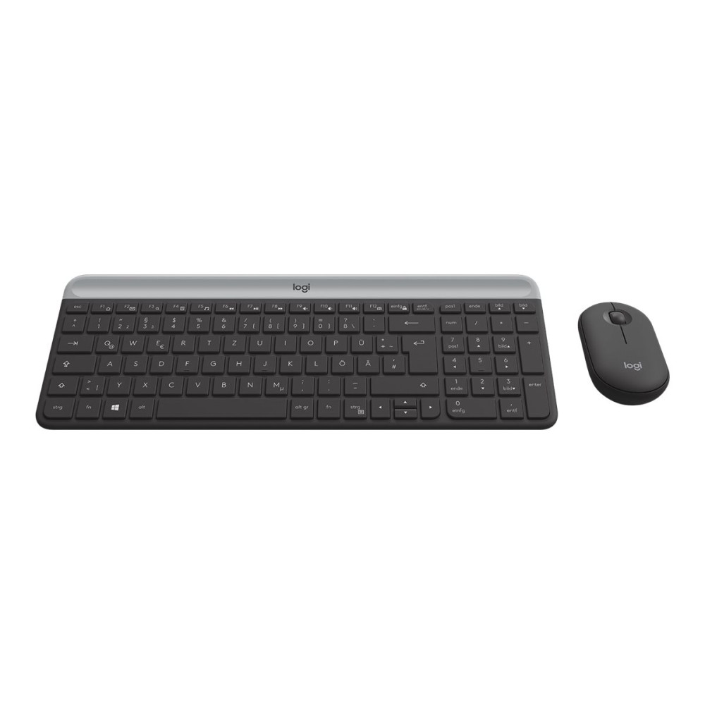 Produktbild för Logitech Slim Wireless Combo MK470 - sats med tangentbord och mus - QWERTZ - tysk - grafit Inmatningsenhet