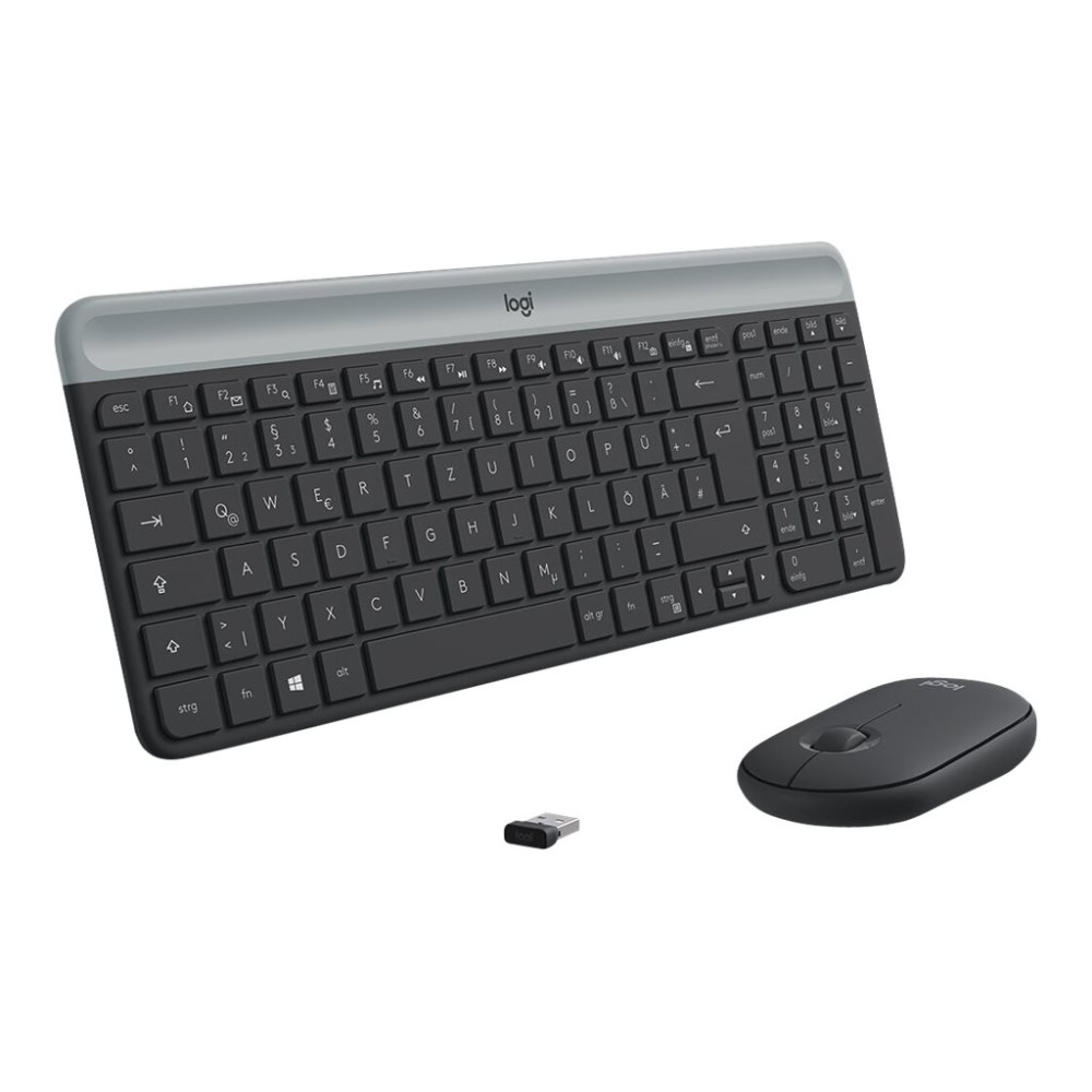 Produktbild för Logitech Slim Wireless Combo MK470 - sats med tangentbord och mus - QWERTZ - tysk - grafit Inmatningsenhet