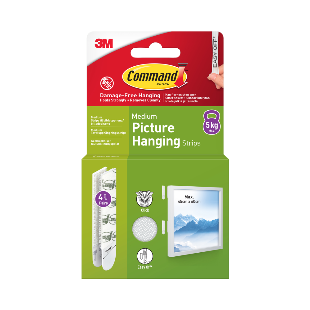 Produktbild för 3M Command Strips White Medium 4 Sets