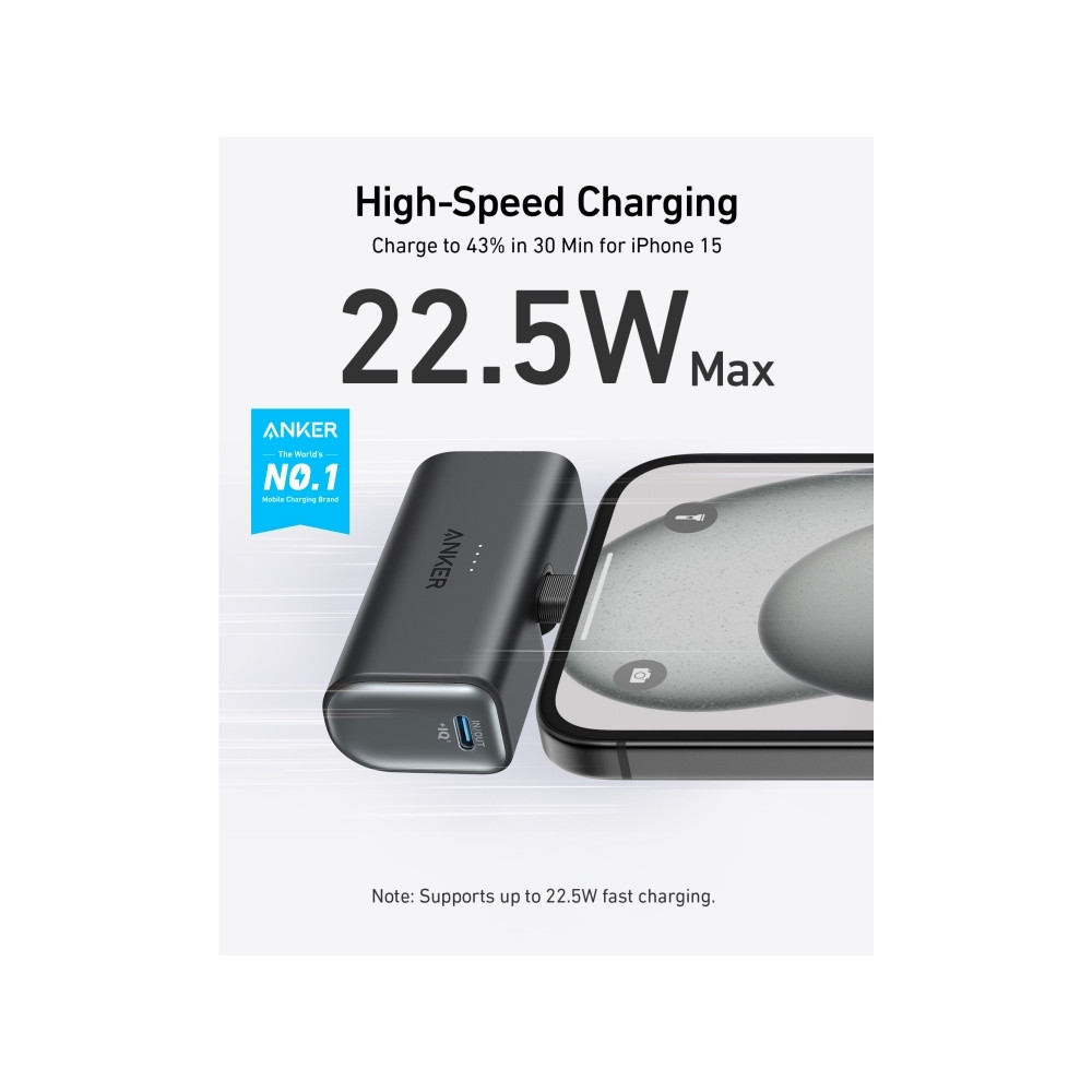 Produktbild för Anker Nano strömförsörjningsbank - 24 pin USB-C - 22.5 Watt