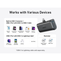 Produktbild för Anker Nano strömförsörjningsbank - 24 pin USB-C - 22.5 Watt