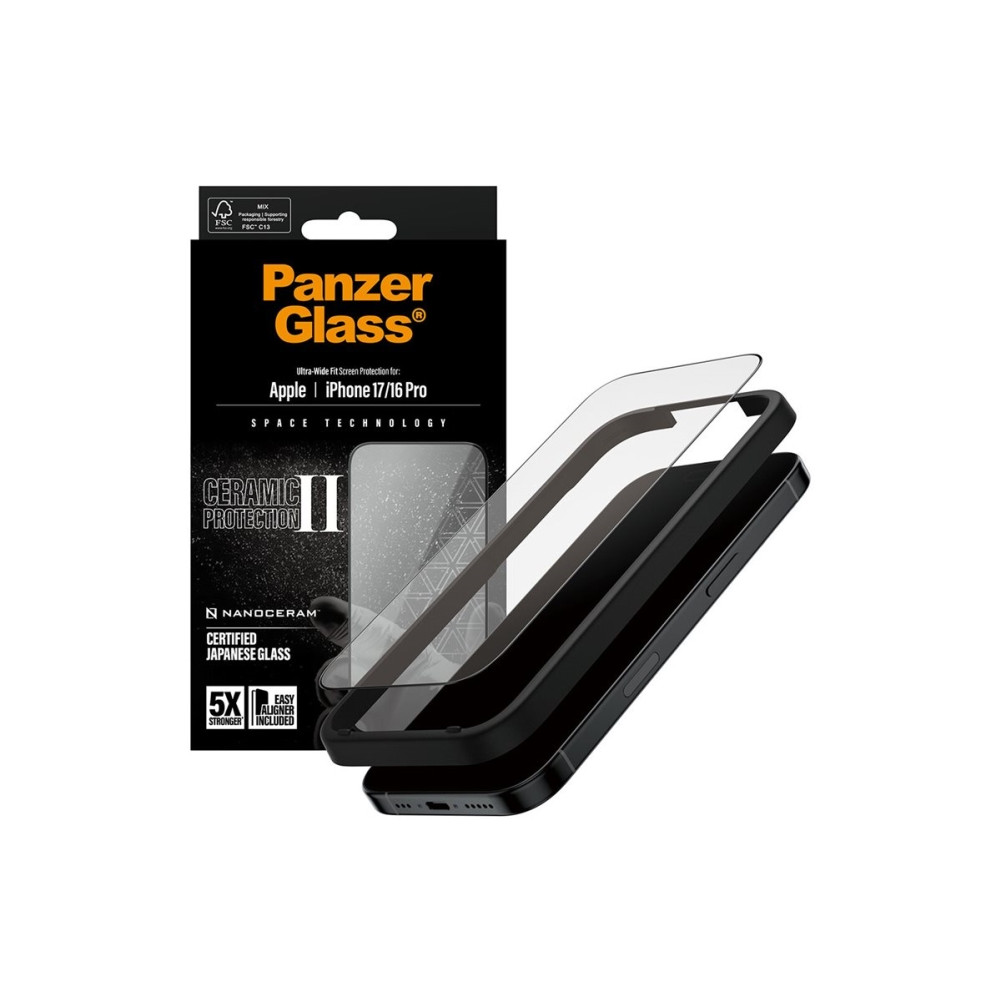 Produktbild för PanzerGlass Ceramic Protection II - skärmskydd för mobiltelefon - ultrabred passning med EasyAligner