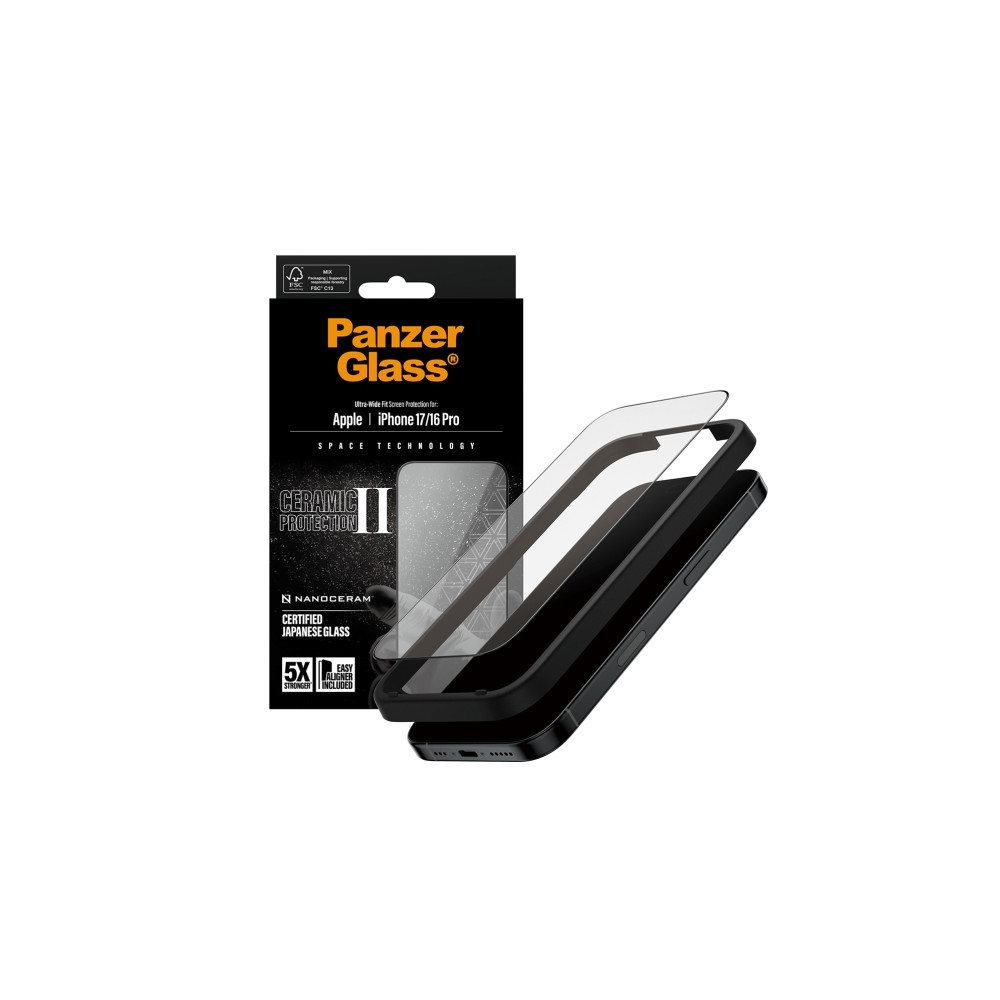 Produktbild för PanzerGlass Ceramic Protection II - skärmskydd för mobiltelefon - ultrabred passning med EasyAligner