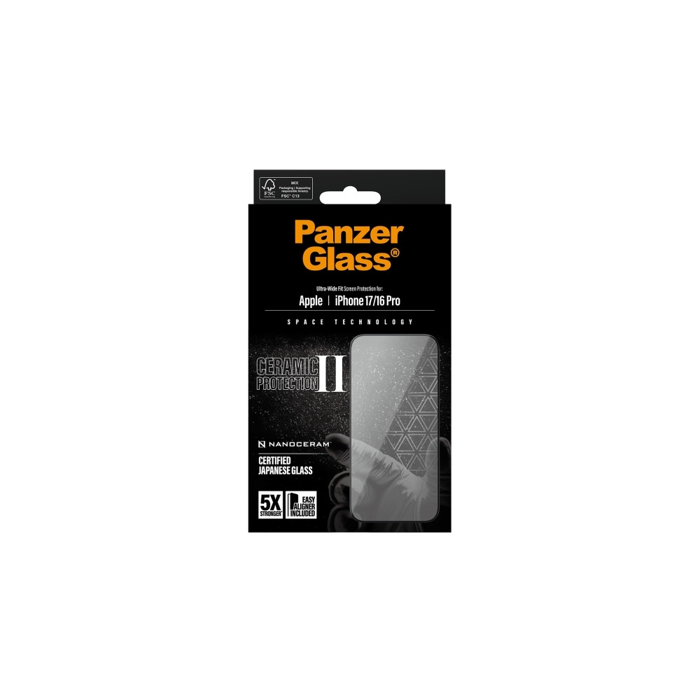 Produktbild för PanzerGlass Ceramic Protection II - skärmskydd för mobiltelefon - ultrabred passning med EasyAligner