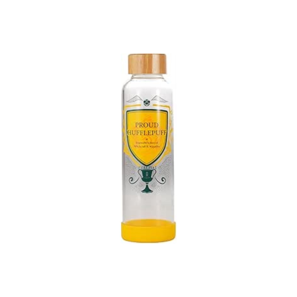 Produktbild för Water Bottle Glass (500ml) - Harry Potter (Proud Hufflepuff)