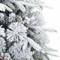 Produktbild för Konstgjord Vikbar Julgran Snö Flocked med stativ Vit 150 cm