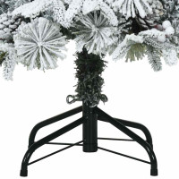 Produktbild för Konstgjord Vikbar Julgran Snö Flocked med stativ Vit 150 cm