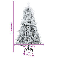 Produktbild för Konstgjord Vikbar Julgran Snö Flocked med stativ Vit 150 cm