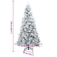 Produktbild för Konstgjord Vikbar Julgran Snö Flocked med stativ Vit 210 cm