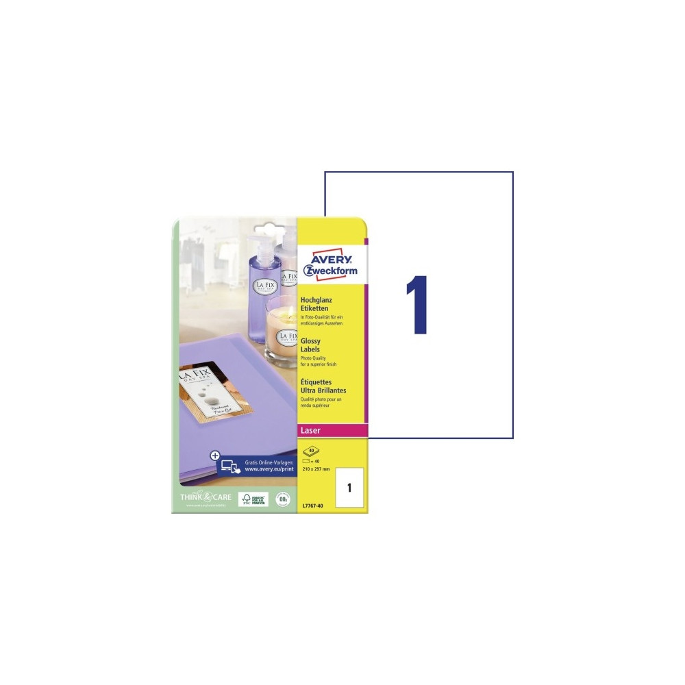 Produktbild för Avery - fotopapper - blank - 40 ark - 209 x 295 mm