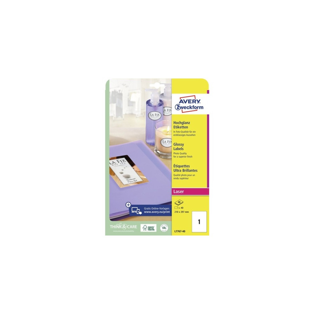 Produktbild för Avery - fotopapper - blank - 40 ark - 209 x 295 mm