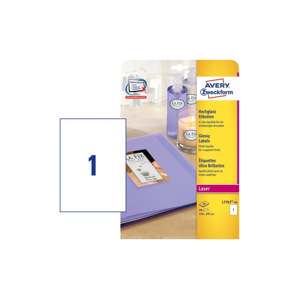Produktbild för Avery - fotopapper - blank - 40 ark - 209 x 295 mm