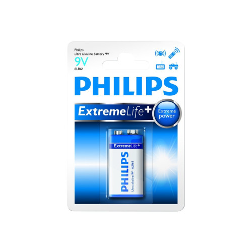 Philips Philips ExtremeLife+ 6LR61E1B batteri x 9V - alkaliskt