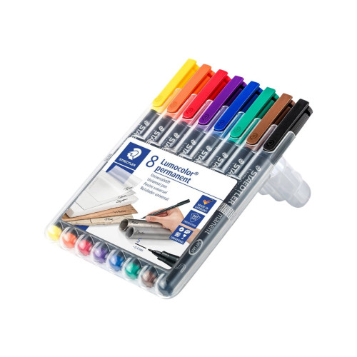 STAEDTLER STAEDTLER Lumocolor 313 - markering - svart, röd, blå, grön, gul, orange, brun, violett (paket om 8)