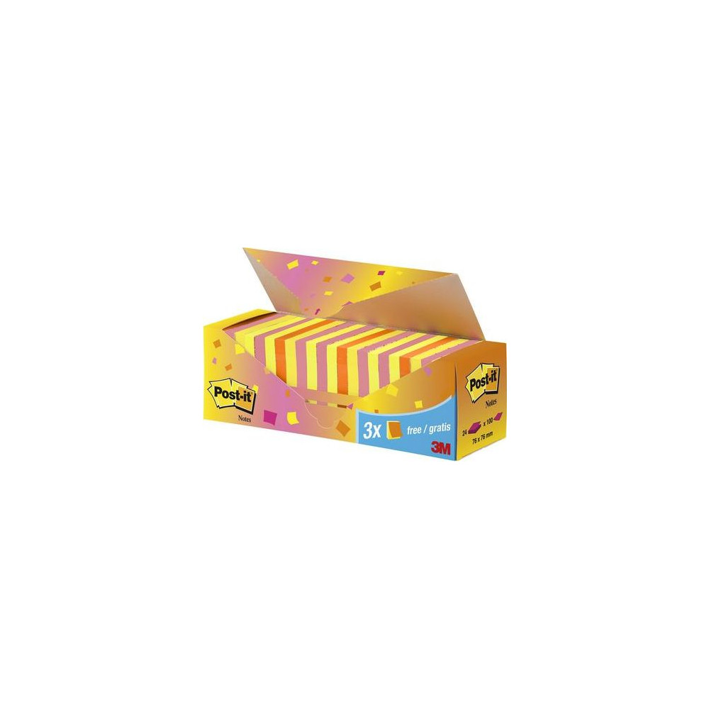 Produktbild för 3M 654SE24P, Torg, Blå, Grön, Orange, Rosa, papper, 76 mm, 7...