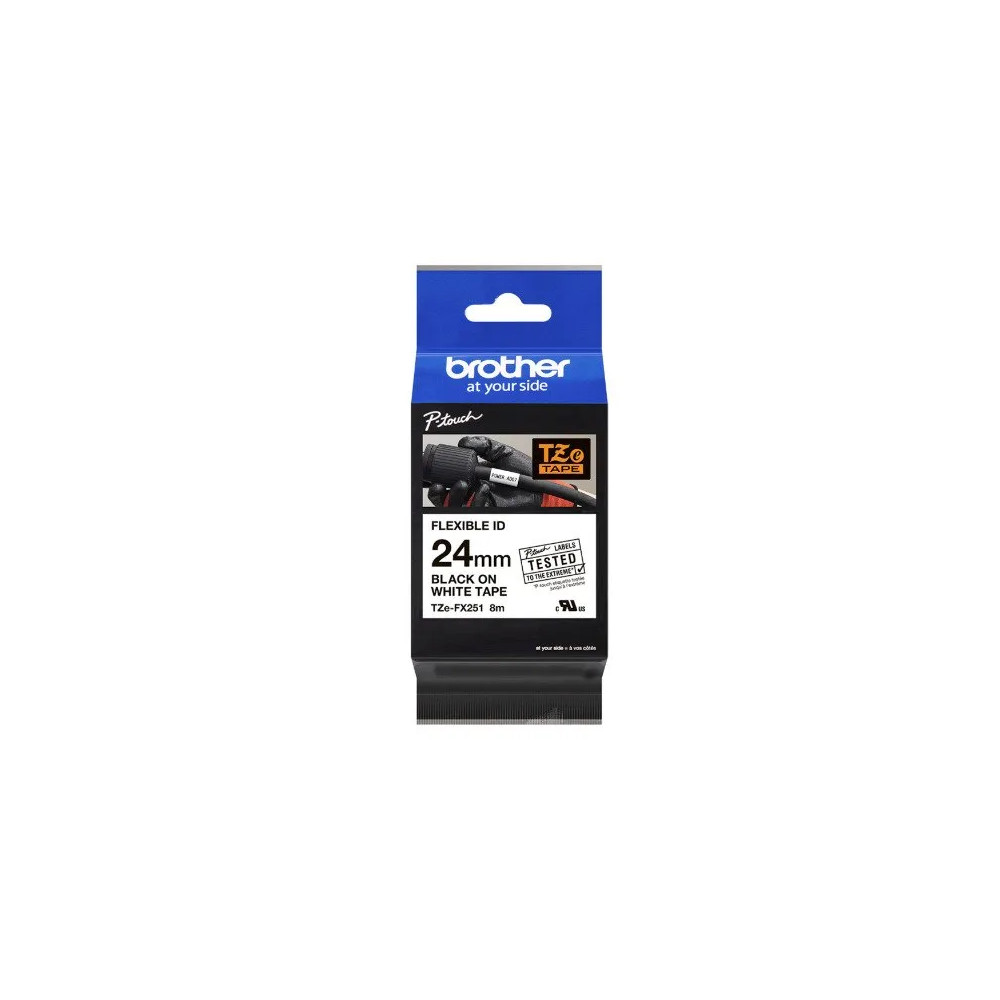 Produktbild för Brother TZe-FX251 - flexibel ID-tejp - 1 kassett(er) - Rulle ( 2,4 cm x 8 m)
