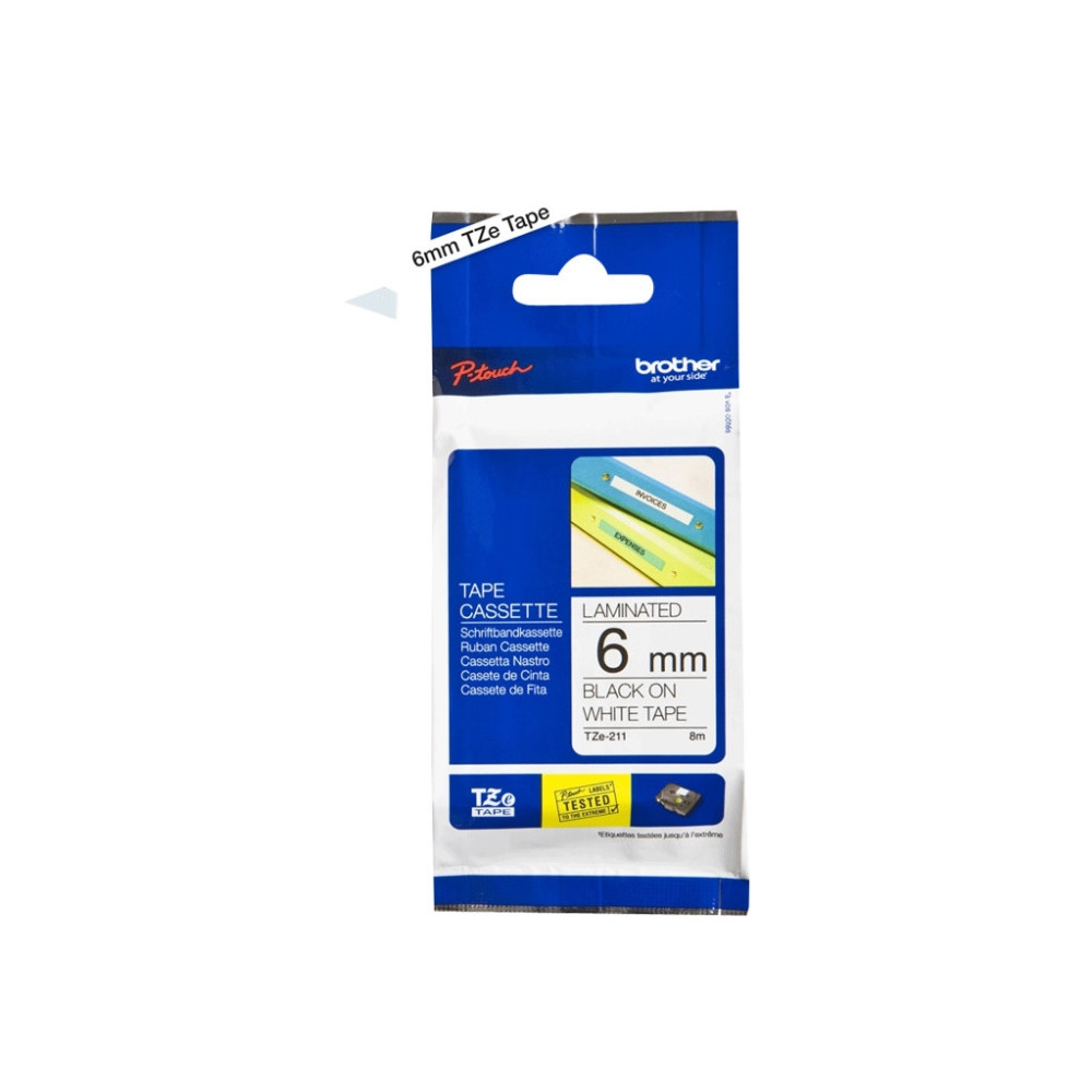 Produktbild för Brother TZe-211 - bandlaminat - 1 kassett(er) - Rulle (0,6 cm x 8 m)