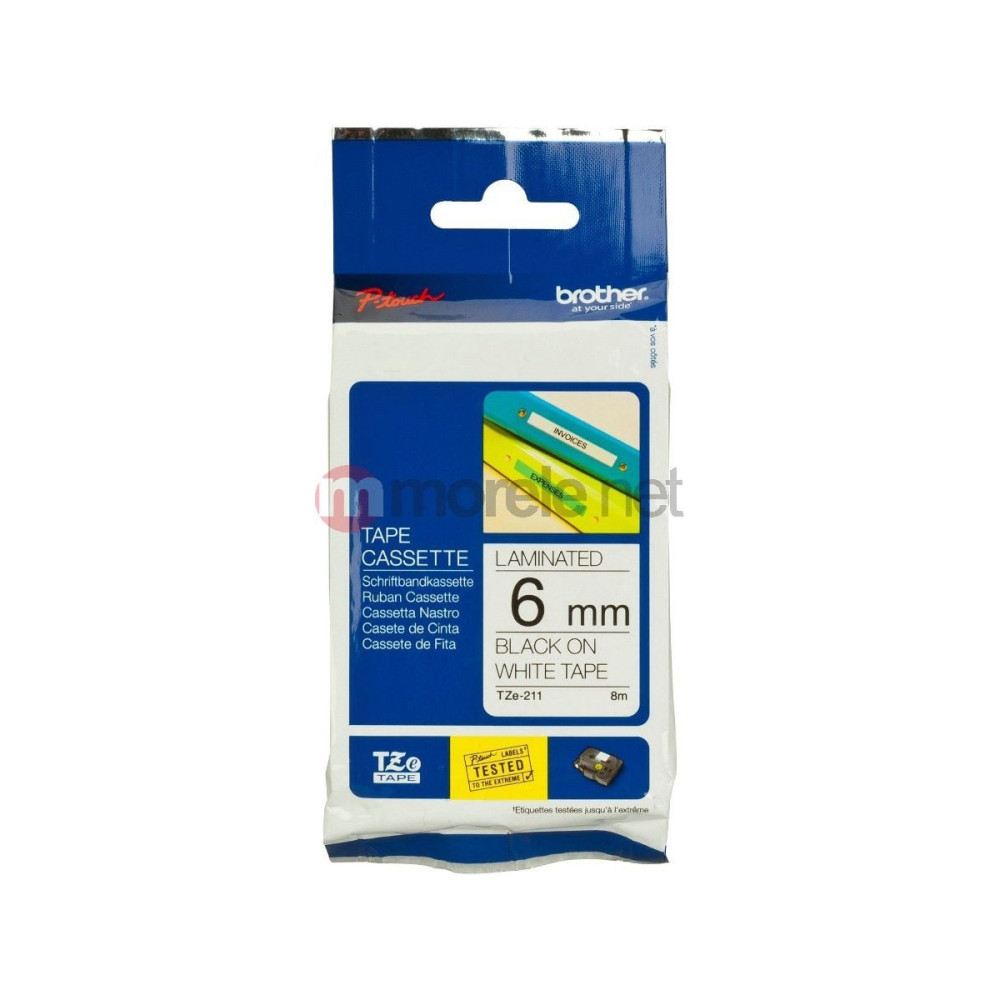Produktbild för Brother TZe-211 - bandlaminat - 1 kassett(er) - Rulle (0,6 cm x 8 m)