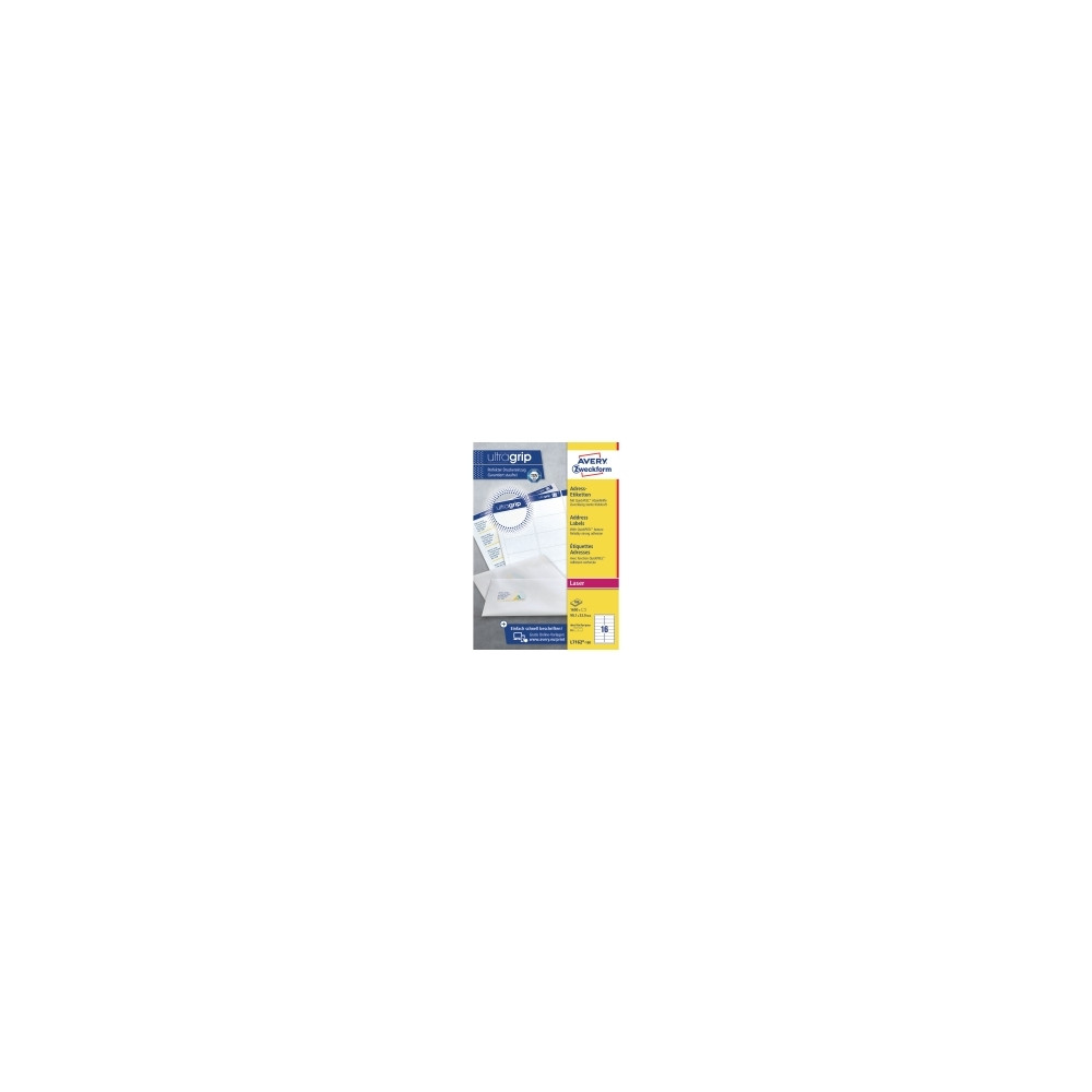 Produktbild för Adressetiketter, Avery L7162-100, 99,1 x 33,9 mm, 16 st per...