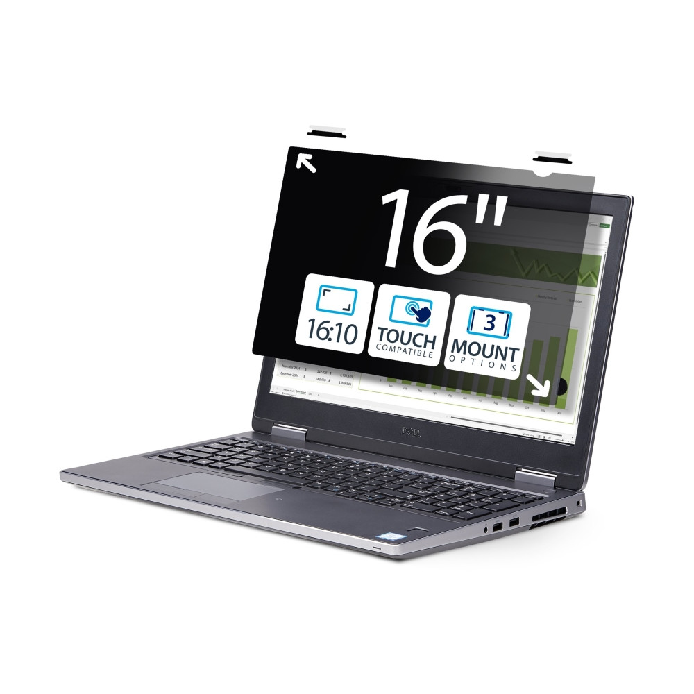 Produktbild för StarTech.com 16-inch 16:10 Touch Privacy Screen, Anti-Glare Privacy Filter, Laptop Monitor Screen Protector with +/- 30 Deg. View Angle, Flip-Up - 51% Blue Light Reduction (16LT6-PRIVACY-SCREEN) - sekretessfilter till bärbar dator