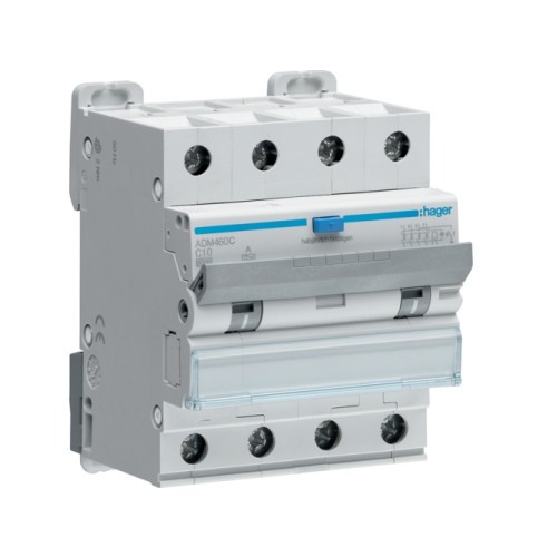 Hager Kombinationsbrytare Automatisk säkring/HPFI C 10A 4P, 30 mA,...