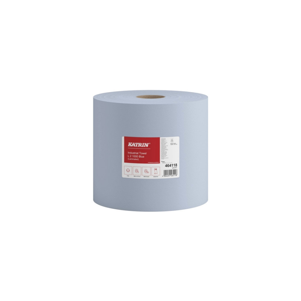 Produktbild för Handdukspapper katrin 464118 classic, industriell, blå, 2 ru...