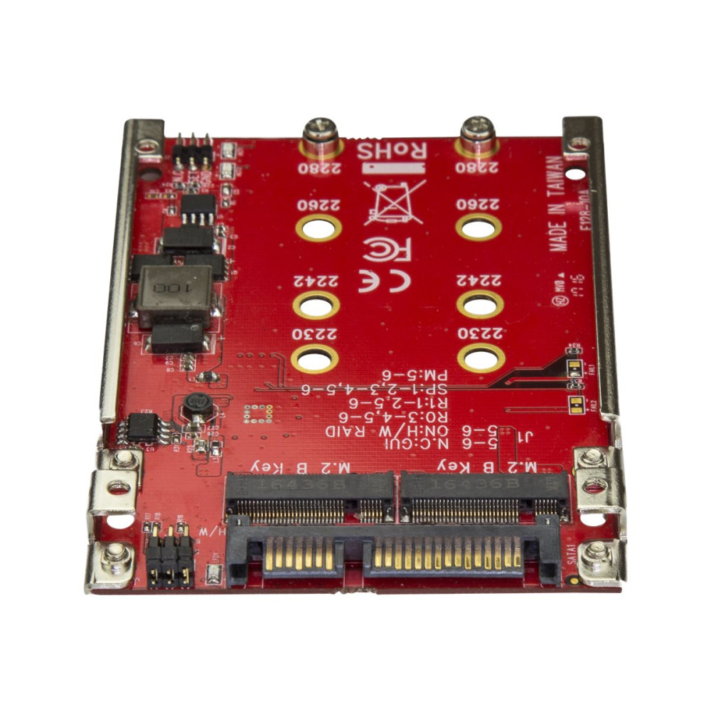 Produktbild för StarTech.com Dual-Slot M.2-enhet till SATA-adapter för 2,5" Drive Bay - RAID - kontrollerkort (RAID) - M.2 Card - SATA 6Gb/s
