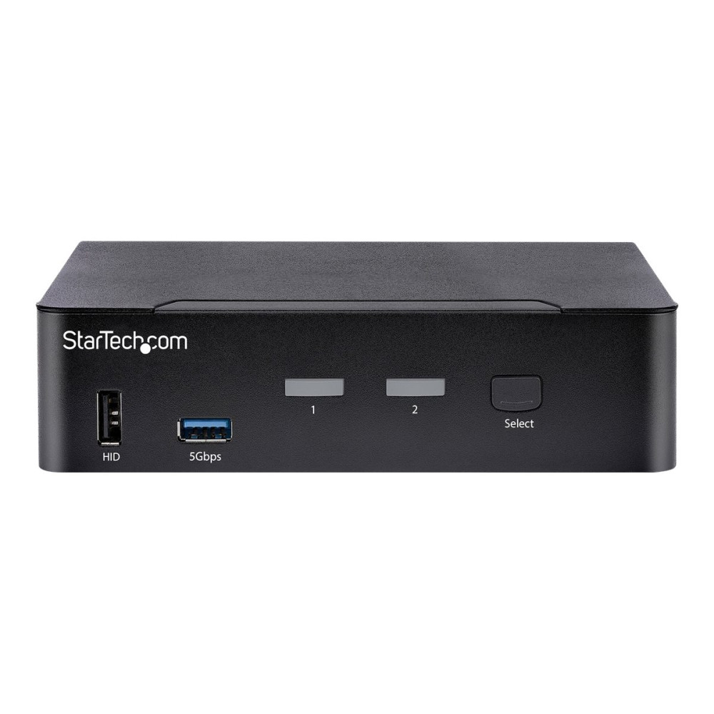 Produktbild för StarTech.com USB C KVM Switch, 2 Port DisplayPort KVM w/ 4K 60Hz UHD HDR Video, 3.5mm Audio, USB Type C KVM Switch, 4x USB HID and 2x USB A 3.2 Gen 1 5Gbps Hub, Thunderbolt 3/4 Compatible - Hot Key Switching (SV231DPUCA) - omkopplare för tangentbord/video