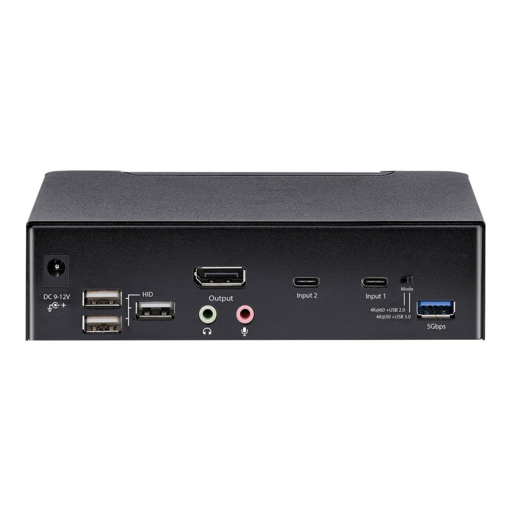 Produktbild för StarTech.com USB C KVM Switch, 2 Port DisplayPort KVM w/ 4K 60Hz UHD HDR Video, 3.5mm Audio, USB Type C KVM Switch, 4x USB HID and 2x USB A 3.2 Gen 1 5Gbps Hub, Thunderbolt 3/4 Compatible - Hot Key Switching (SV231DPUCA) - omkopplare för tangentbord/video