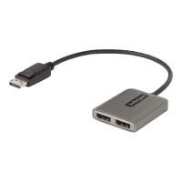 Produktbild för StarTech.com 2-Port DisplayPort MST Hub, Dual 4K 60Hz, DP to 2x DisplayPort Monitor Adapter, DP 1.4 Multi-Monitor Video Adapter w/ 1ft Built-in Cable, USB Powered, Windows Only - Multi Stream Transport Hub (MST14DP122DP) - hubb - 2 portar