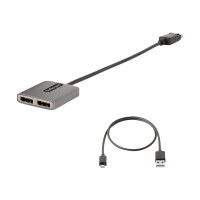 Produktbild för StarTech.com 2-Port DisplayPort MST Hub, Dual 4K 60Hz, DP to 2x DisplayPort Monitor Adapter, DP 1.4 Multi-Monitor Video Adapter w/ 1ft Built-in Cable, USB Powered, Windows Only - Multi Stream Transport Hub (MST14DP122DP) - hubb - 2 portar