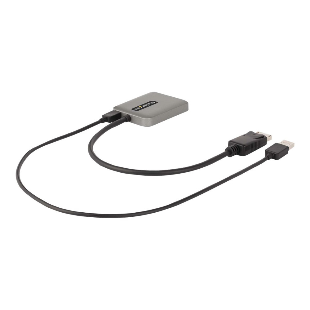 Produktbild för StarTech.com 2-Port DisplayPort MST Hub, Dual 4K 60Hz, DP to 2x DisplayPort Monitor Adapter, DP 1.4 Multi-Monitor Video Adapter w/ 1ft Built-in Cable, USB Powered, Windows Only - Multi Stream Transport Hub (MST14DP122DP) - hubb - 2 portar