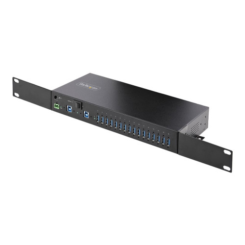 StarTech.com StarTech.com 16-Port Industrial USB 3.0 Hub 5Gbps, Metal, DIN/Surface/Rack Mountable, ESD Protection, Terminal Block Power, up to 120W Shared USB Charging, Dual-Host Hub/Switch (5G16AINDS-USB-A-HUB) - hubb - industriell - 16 portar - rackmonterbar