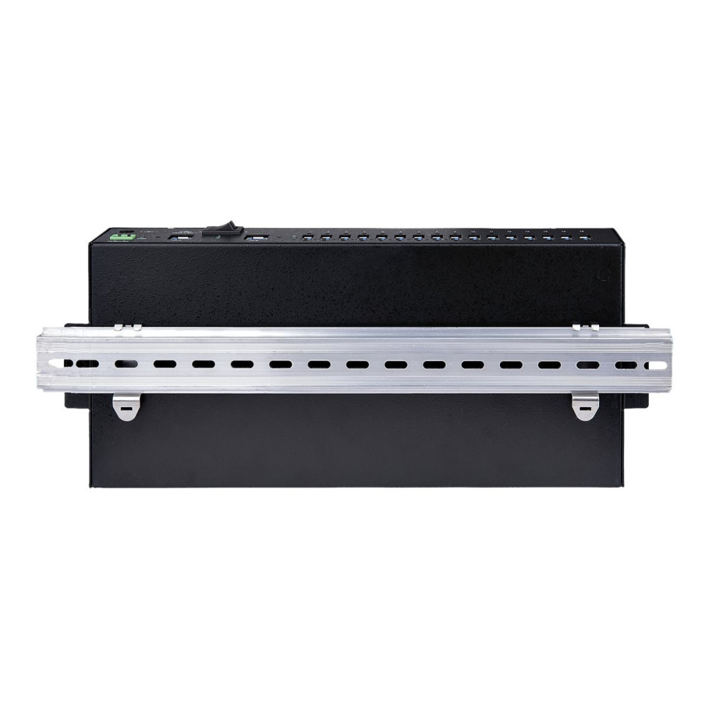 Produktbild för StarTech.com 16-Port Industrial USB 3.0 Hub 5Gbps, Metal, DIN/Surface/Rack Mountable, ESD Protection, Terminal Block Power, up to 120W Shared USB Charging, Dual-Host Hub/Switch (5G16AINDS-USB-A-HUB) - hubb - industriell - 16 portar - rackmonterbar