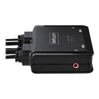Produktbild för StarTech.com 2-Port Hybrid USB-C HDMI Cable KVM Switch, 4K 60Hz, Compact KVM with 6ft/1.8m USB-A/HDMI/Audio & 4ft/1.2m USB-C Integrated Host Cables, Bus Powered - Remote Push Button/Hotkey Switching (C2-H46-UAC-CBL-KVM) - omkopplare för tangentbord/video/
