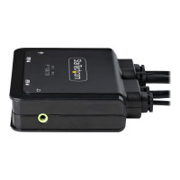 Produktbild för StarTech.com 2-Port Hybrid USB-C HDMI Cable KVM Switch, 4K 60Hz, Compact KVM with 6ft/1.8m USB-A/HDMI/Audio & 4ft/1.2m USB-C Integrated Host Cables, Bus Powered - Remote Push Button/Hotkey Switching (C2-H46-UAC-CBL-KVM) - omkopplare för tangentbord/video/